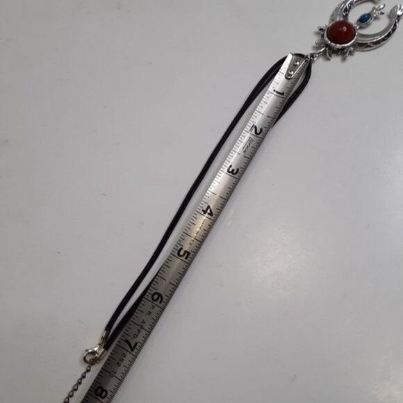 Vintage Native American Silver Tone Gem Pendant Necklace Y2K - Picture 6 of 8